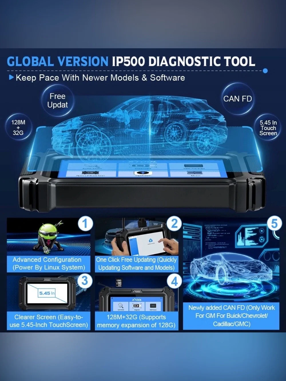 XTOOL IP500 For GM All System Bidirectional Car OBD2 Scanner Diagnostic Tool ABS